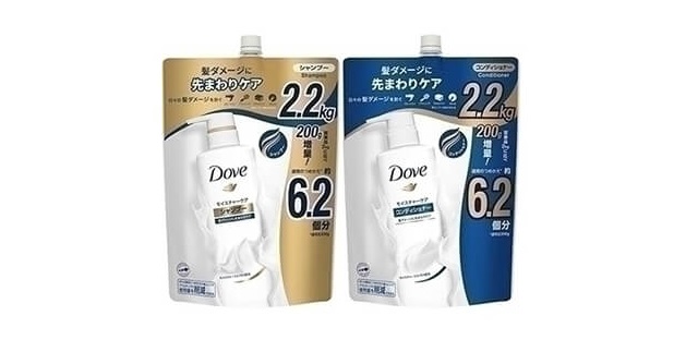 Dove（ダヴ）モイスチャーケア シャンプー＆コンディショナー 各2.2kg。乾燥しがちな髪にうるおいを与える保湿重視の大容量ヘアケアセット【商品番号19444／1945】コストコ限定サイズ