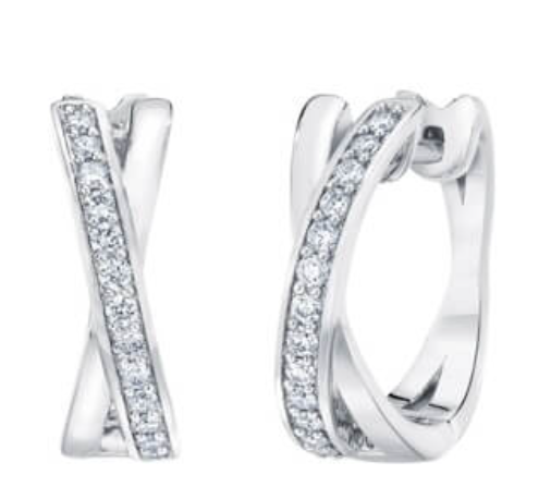 コストコ割引クーポン 18Kホワイトゴールド 0.25CT ラウンドカットダイヤモンド フープピアス1543430