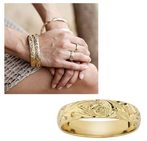  HONOLULU JEWELRY COMPANY 14K イエローゴールド トラディショナルエングレーブドリング67316