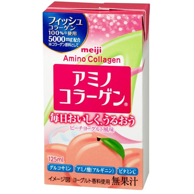 明治 アミノコラーゲンドリンク ピーチ＆ヨーグルト味 125ml×24本。美容と健康をサポートする低カロリーのコラーゲン配合ドリンク【商品番号72978】コストコ大容量セット