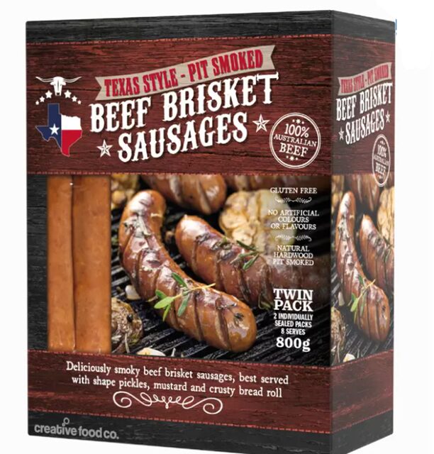 コストコのビーフブリスケットソーセージ 100g×8本入り。ジューシーな牛バラ肉を使ったボリューム満点の本格ソーセージ【商品番号61450】