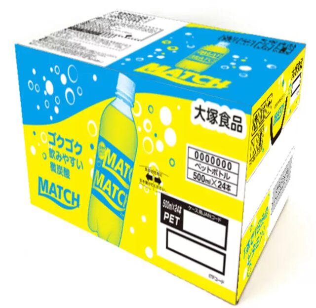 コストコの大塚食品 マッチ 500mlペットボトル×24本セット。微炭酸でビタミン配合のすっきり飲みやすい清涼飲料水、大容量でストックに便利