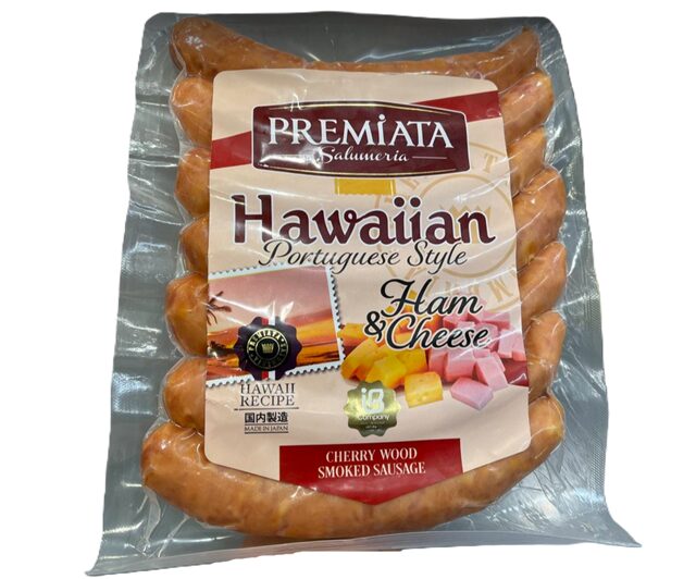 ChatGPT:

コストコ PREMIUMA チーズ入りハワイアンソーセージ 580g（商品#76173）。ジューシーなソーセージにとろけるチーズを加えた贅沢な一品。焼いてそのままでも、料理のアクセントとしても楽しめます。