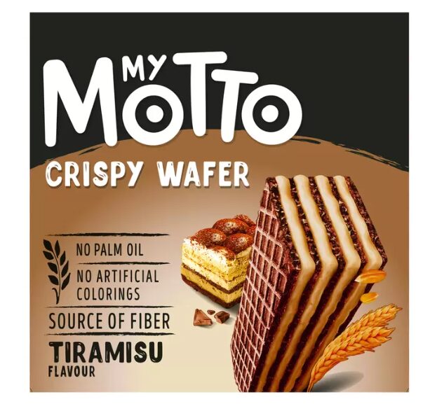 MY MOTTO ウエハースティラミス 30g×20袋入り。ティラミス味の個包装ウエハースが20袋セットになった箱入り商品