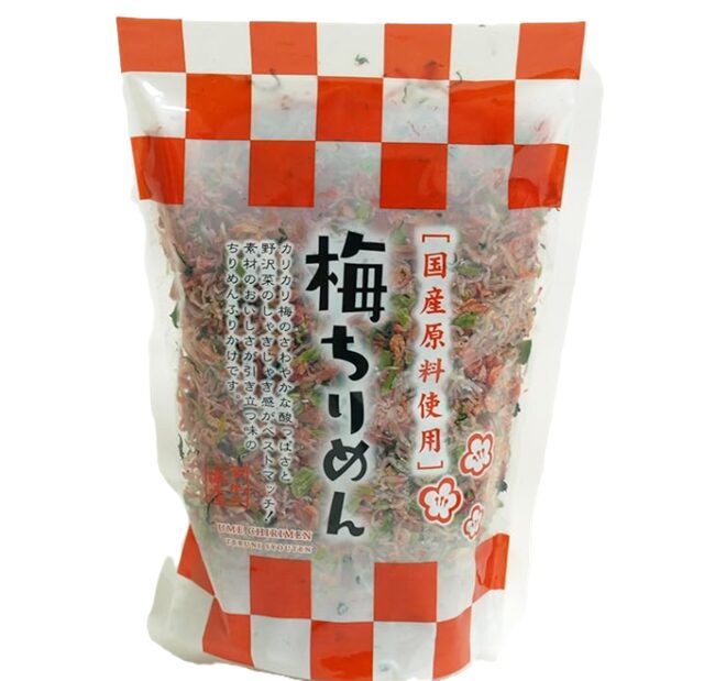 コストコ テルニ商店 国産梅ちりめん 350g（商品#56404）。国産の梅とちりめんじゃこを組み合わせた風味豊かな一品。ご飯のお供やおにぎりの具にぴったりです。
