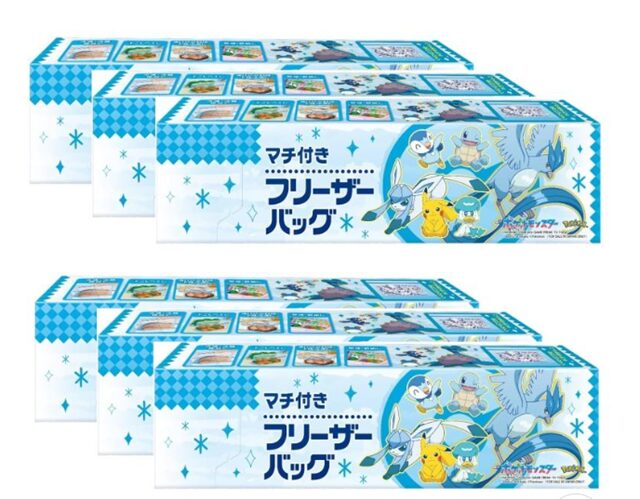 コストコのポケモンフリーザーバッグ 16枚×6パック Mサイズ。ポケモンデザインの可愛らしいフリーザーバッグ。食品の保存に便利なMサイズで、ファミリーやお子様にもぴったり