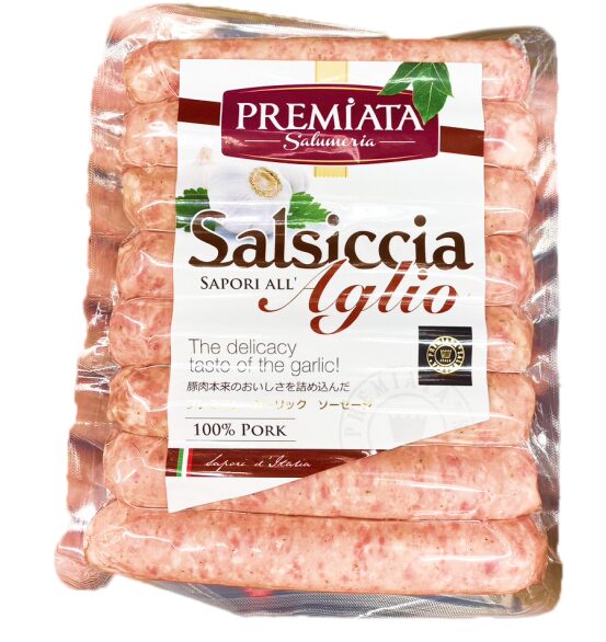 コストコのサルシッチャ ガーリックソーセージ(720g)。にんにく風味が効いたイタリアンソーセージで、グリルやパスタなど幅広い料理に使える大容量パック