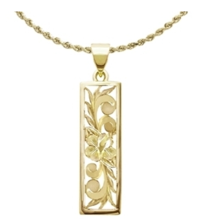 コストコ HONOLULU JEWELRY COMPANY 14Kイエローゴールド ハイビスカス スクロールバーネックレス67368