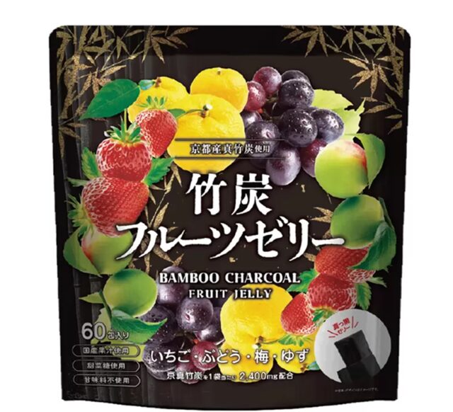 コストコ 若翔 竹炭フルーツゼリー 60包 ITEM#69007。竹炭を練り込んだ爽やかなフルーツ味の個包装ゼリーセット