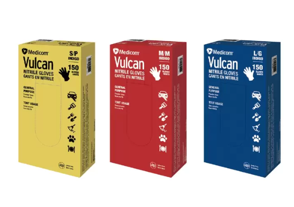 コストコのVulcan ニトリルグローブ 各サイズ150枚入。ラテックスフリー素材で丈夫かつ使い捨てに便利な手袋
