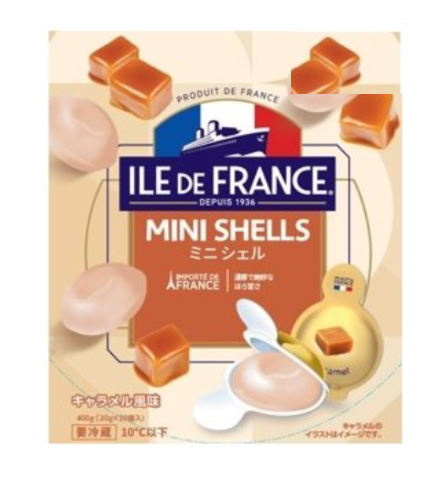 コストコ ILE DE FRANCE ミニシェル キャラメル風味 20g×20個 ITEM#78259。濃厚なキャラメルクリームを包んだひと口サイズのフランス風スイーツ