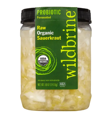 コストコ wildbrine オーガニックザワークラウト 1,418g ITEM#1098785。発酵キャベツの爽やかな酸味が特徴の有機ザワークラウト