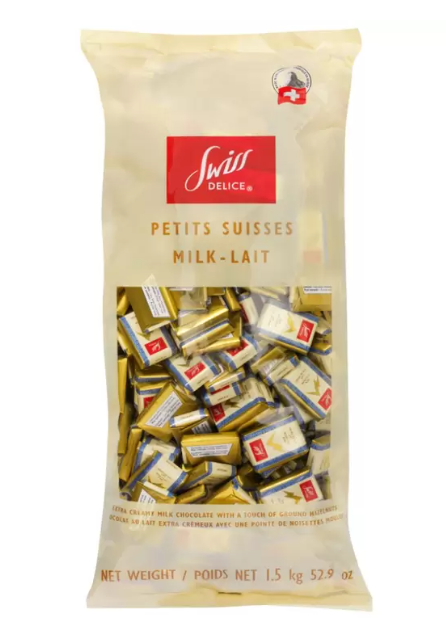 コストコ スイスデリス ミルクチョコレート 1.5kg ITEM#590019。なめらかでコクのある甘さが楽しめるスイス産ミルクチョコレートの大容量パック