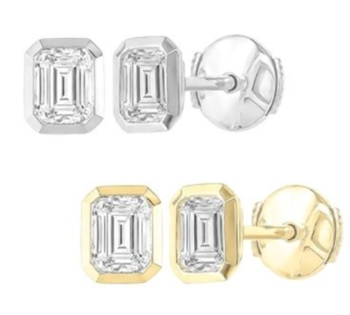 コストコ 18K ダイヤモンドスタッドピアス 0.60CT ITEM#1698670/1698675。ホワイトゴールド(オクタゴンカット)とイエローゴールド(エメラルドカット)の2種展開