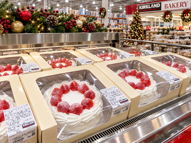 コストコ店内に並ぶクリスマスケーキ