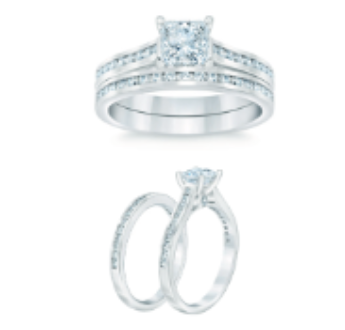 コストコプラチナ 1.25カラット プリンセスカット ダイヤモンドリングセット