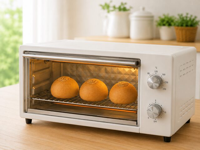 コストコ フランスアンパンをトースターで焼いている