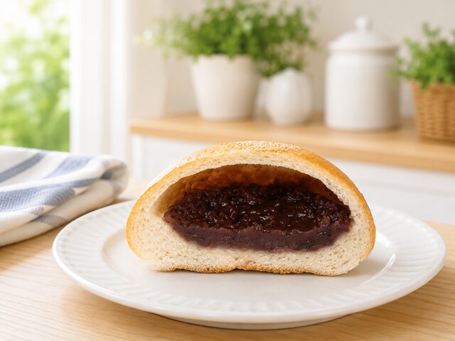 コストコ 白い皿の上のフランスアンパンの断面図 93602